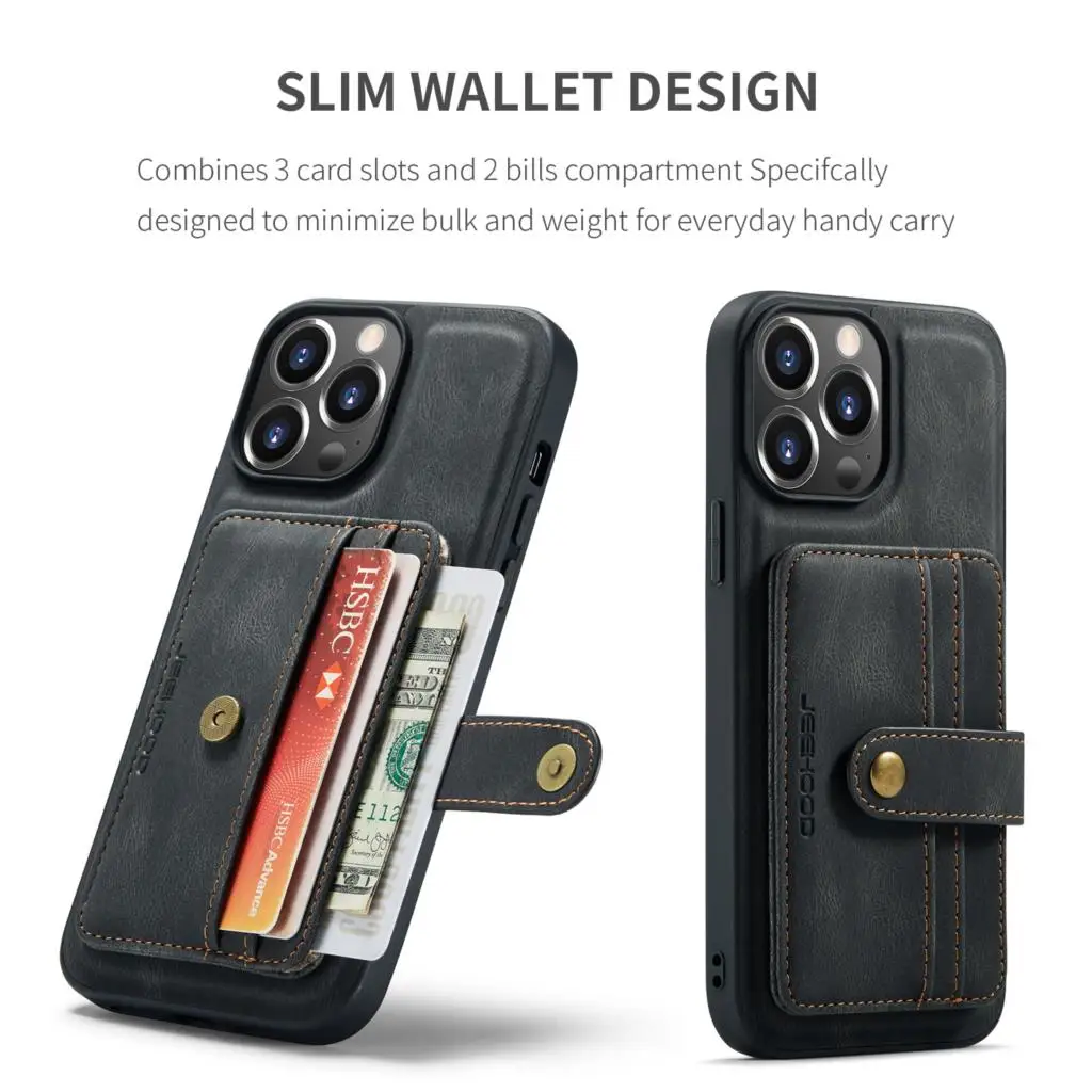 

Slim wallet functional Case For IPhone 14 13 12 11 Promax Pro mini Plus X XS XR 7 8 SE2020 360° Powerful Protection Phone Cover