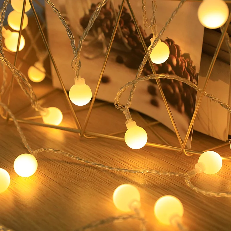 Cadena de luz esmerilada blanca para acampar al aire libre, decoración de boda, pequeño diseño de luz de colores, luz de ambiente