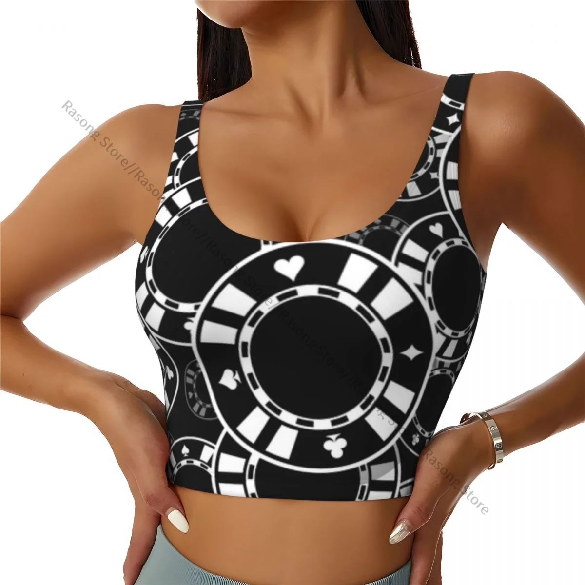 Sports Bra Women Running Yoga Clothes Vest Casino Poker Chips Icon Gathering Fitness Vest