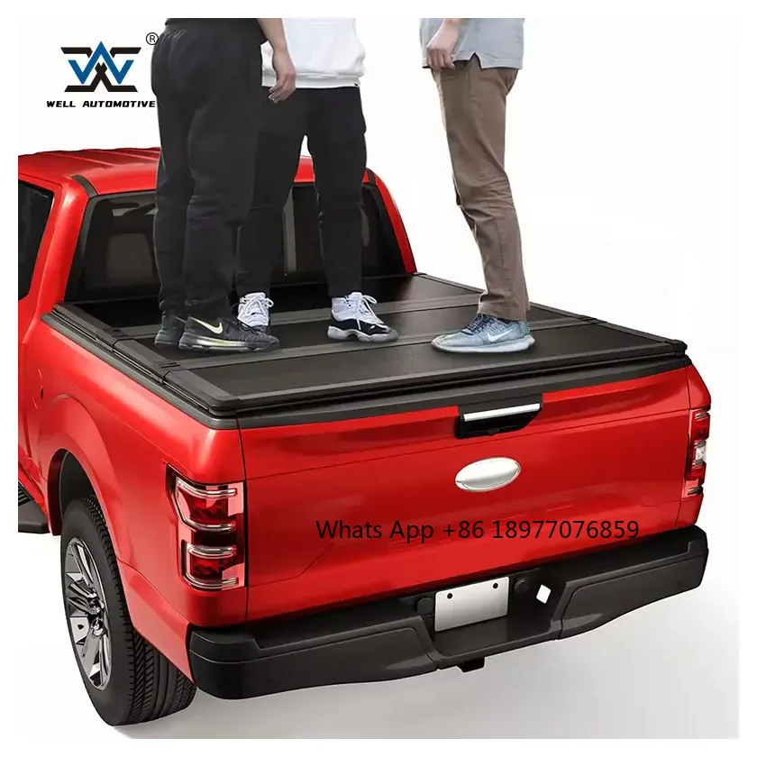 

High Quality 4X4 Full Aluminum Truck Bed Cover For F150 Replacement Black Hard Tri-fold Tonneau Cover For Universal Pickups