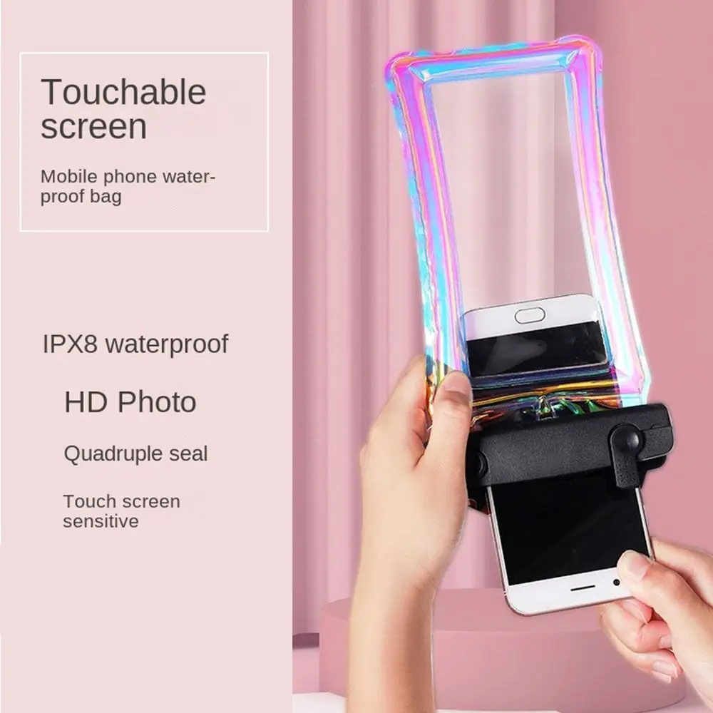 

Touchable Screen Floating Airbag Pouch Transparent PVC Phone Waterproof Bag Waterproof Laser Colorful Swimming Storage Bag