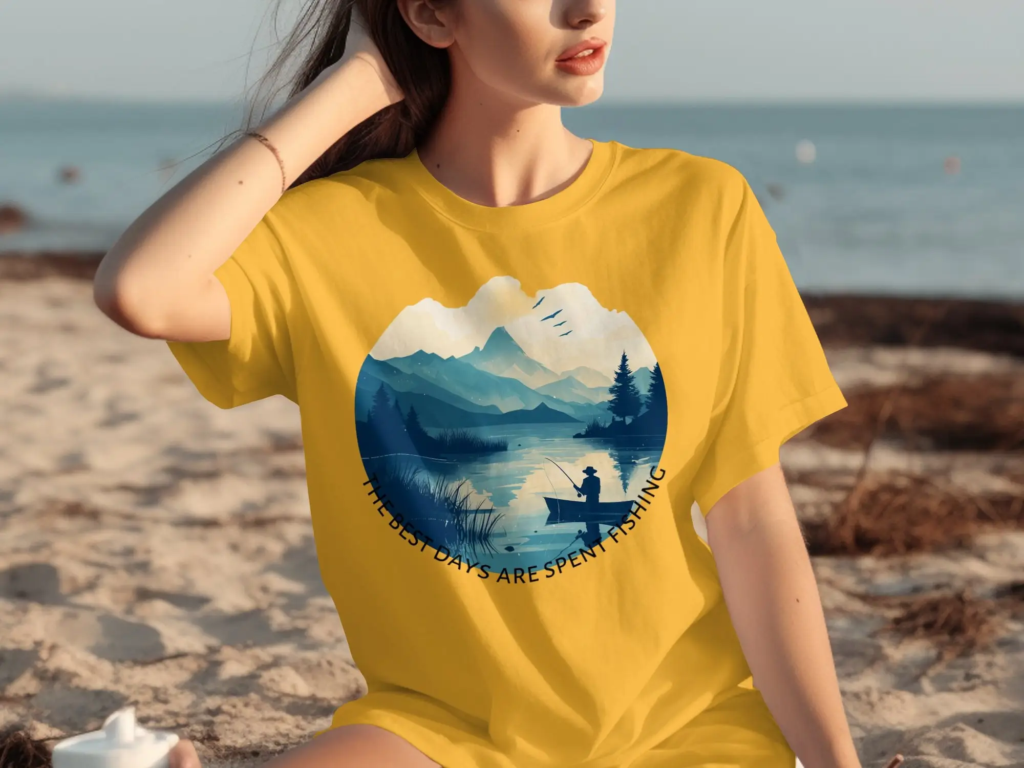 The Best Days Are Spent Fishing Mountain Lake T Shirt Outdoor Adventure Fisherman Nature Lover Enthusiast Apparel Comfortable