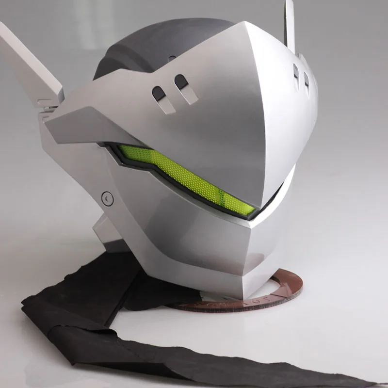 Punk FRP Type Genji Helmet With Light! Shimada Genji Cosplay Helmet Genji Mask For Costume Accessories Headwear no Battery