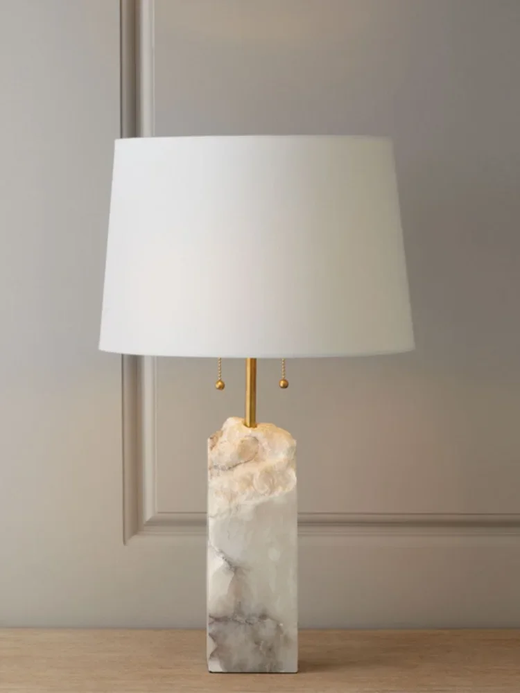 ~Post-Modern Marble Light Luxury Table Lamp Model Room American Minimalist Living Room Bedroom Bedside Lamp Decoration