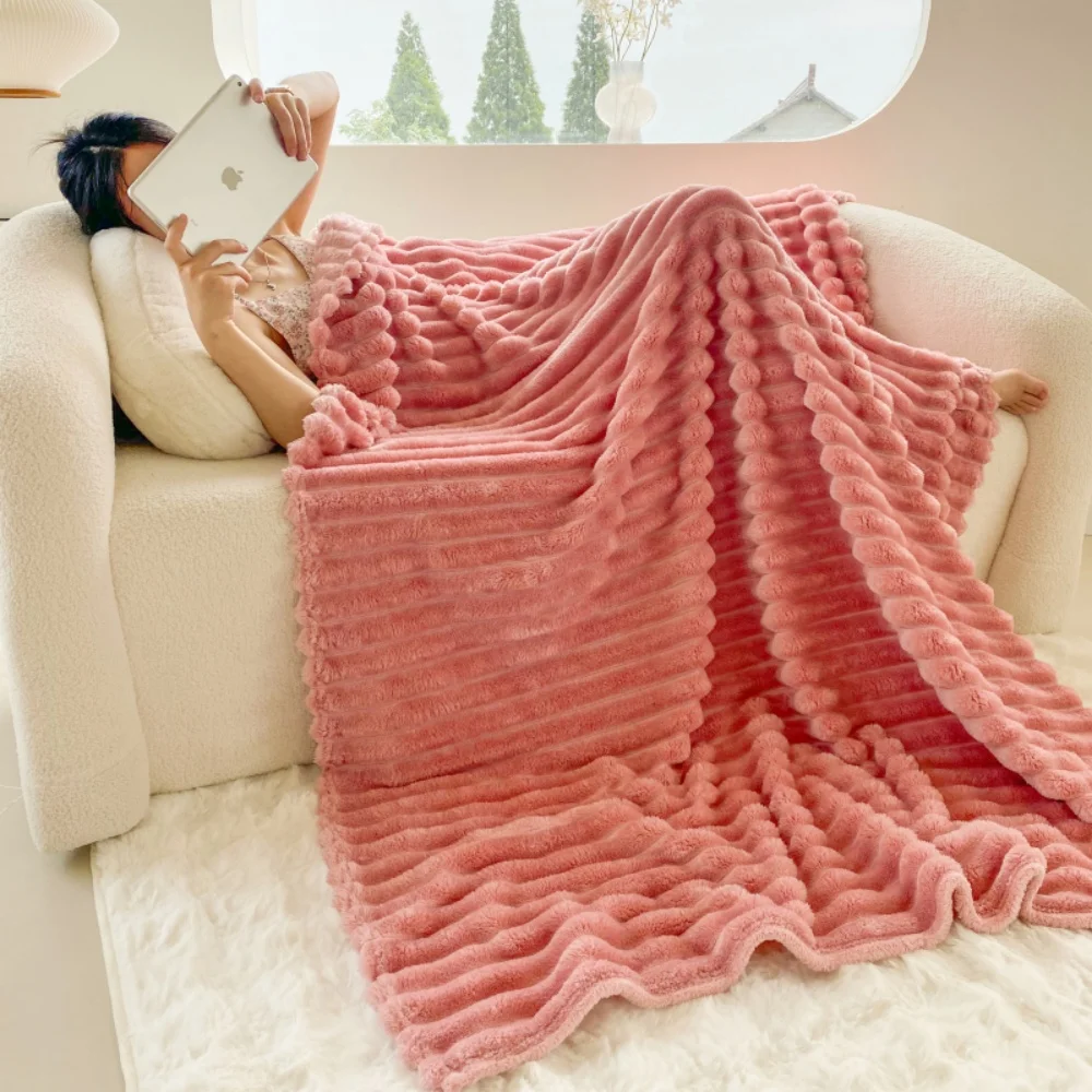 

Сплошные цветные одеяла, утолщенное пушистое одеяло в широкую полоску, мягкое теплое одеяло для дивана-кровати, массивное одеяло для сна, домашний декор для спальни