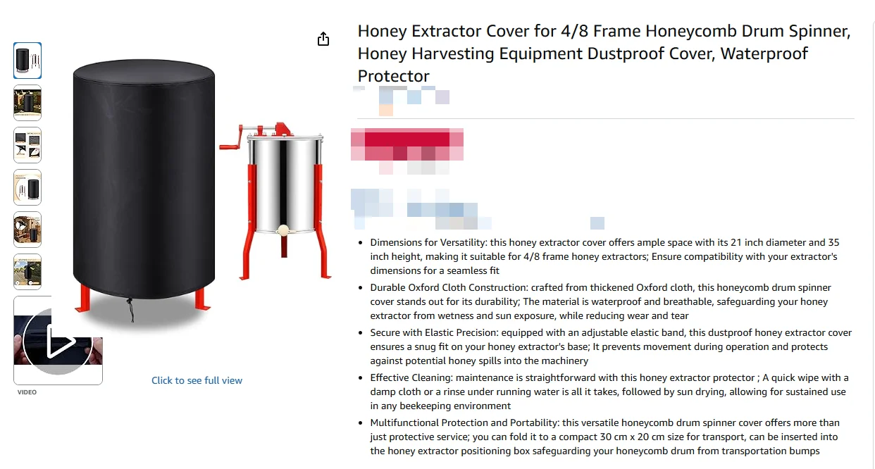 

Honey Extractor Cover With Elastic Band Fits For 4/8 Frame Harvesting Equipment Dustproof And Waterproof 53*89cm