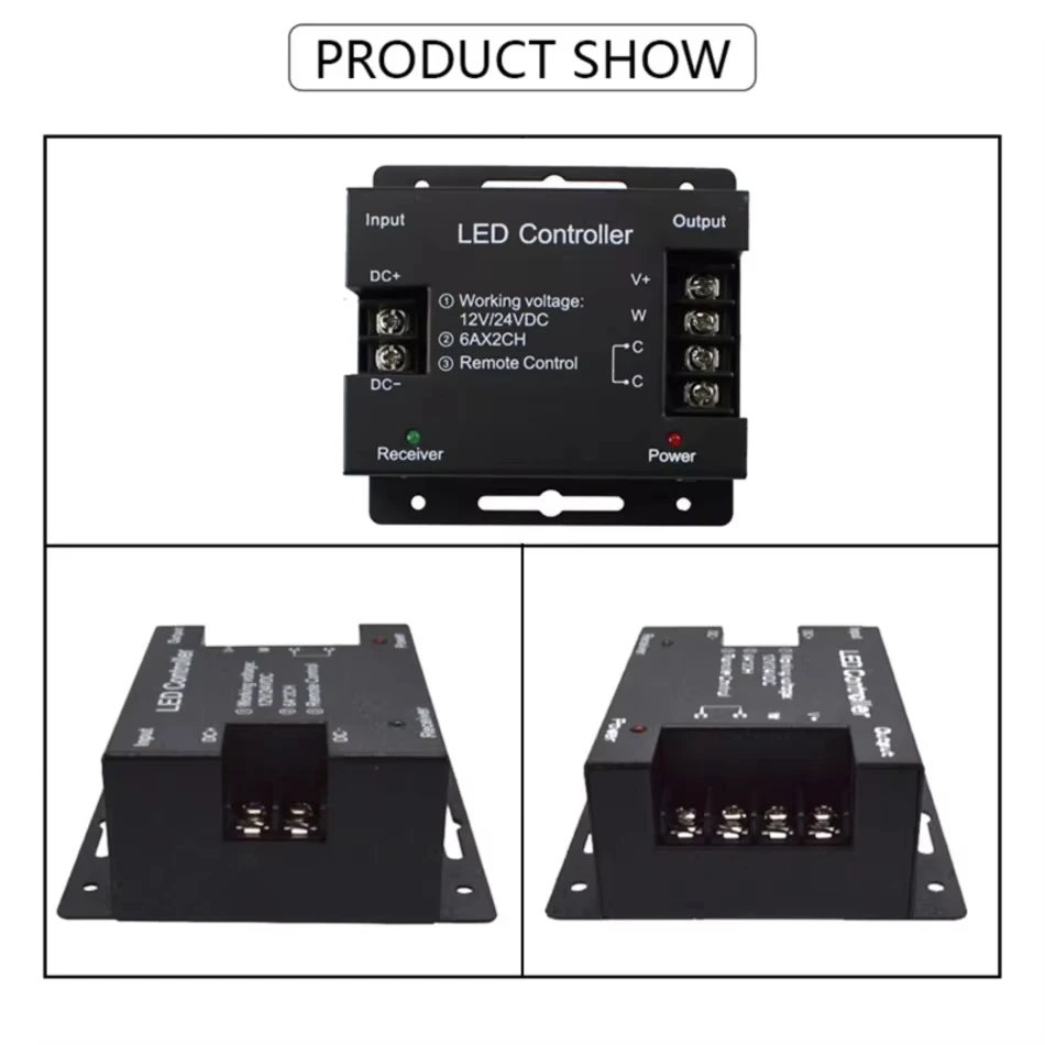 Cob Smd Led Strip Light CCT Controller Dc 12v 24v 12a Pwm Constant Voltage CCT Dimmer With RF Full-Touch Remote