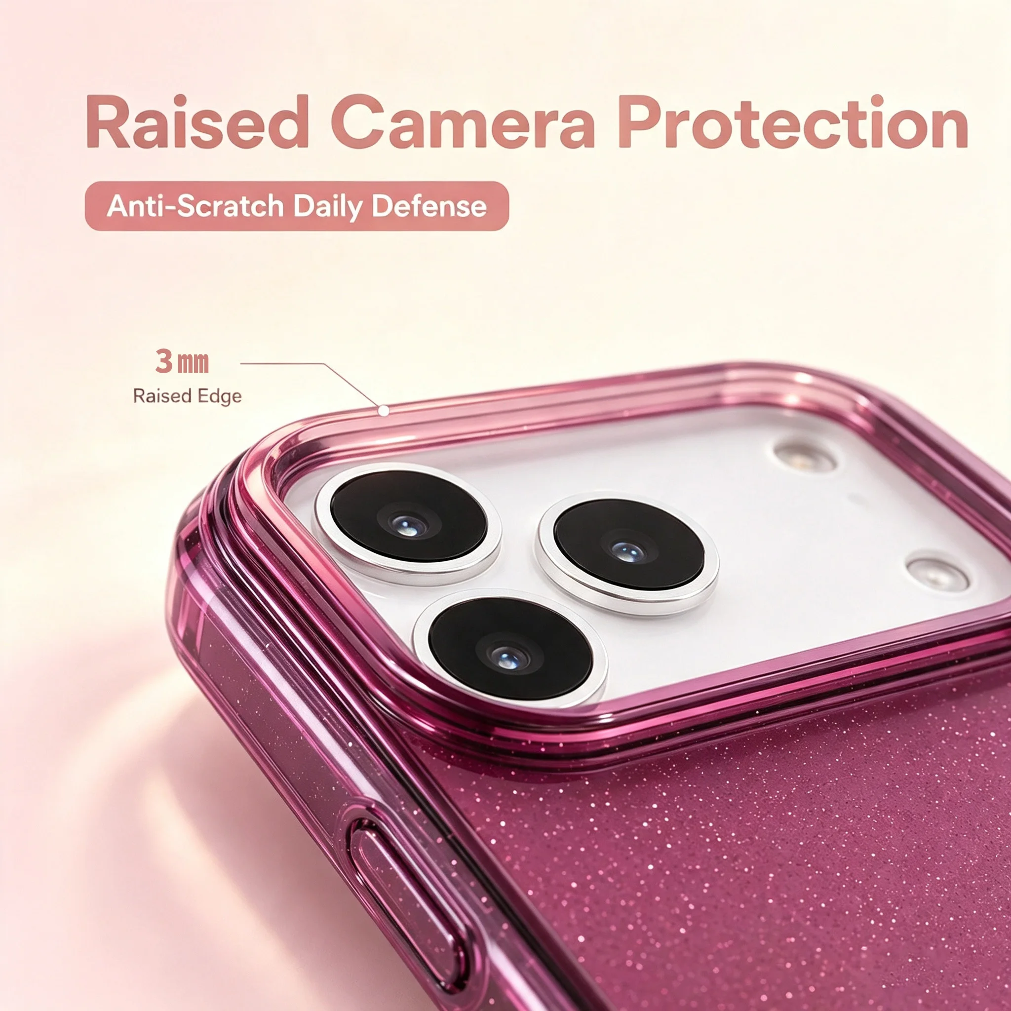 Luxuriöse Transparente Glitzerhülle für iPhone 18 Pro Max 17 Pro Stoßfeste Schutzhülle. Neues Kirschrot, Hellblau, Anti-Gelbton – Detail 9