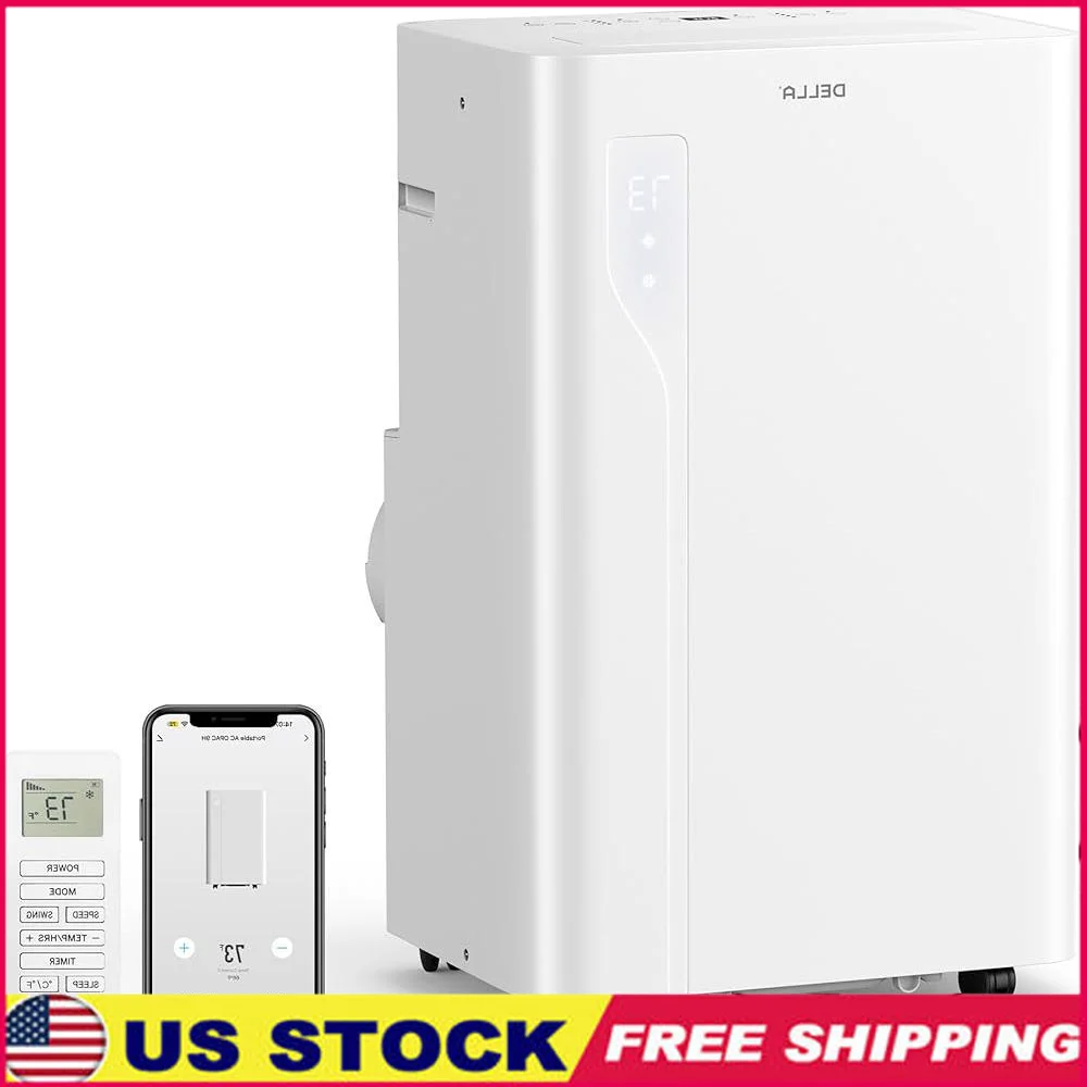 14000 BTU Portable Air Conditioner Heat Pump WiFi Alexa Control Cools Heats 400 Sq Ft 3 Speeds Timer Dehumidifier