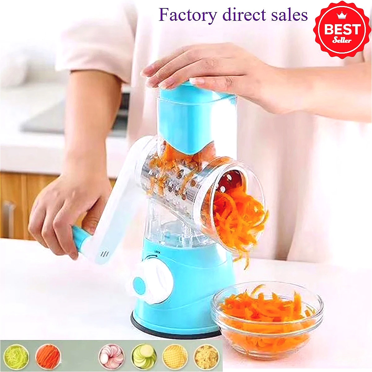 

1pcsMultifunctional Vegetable Slicer Shredder Cutter Tool 3 Sharp Drums Manual Hand Operated Grater Cheese Peanut Cookie Chopper