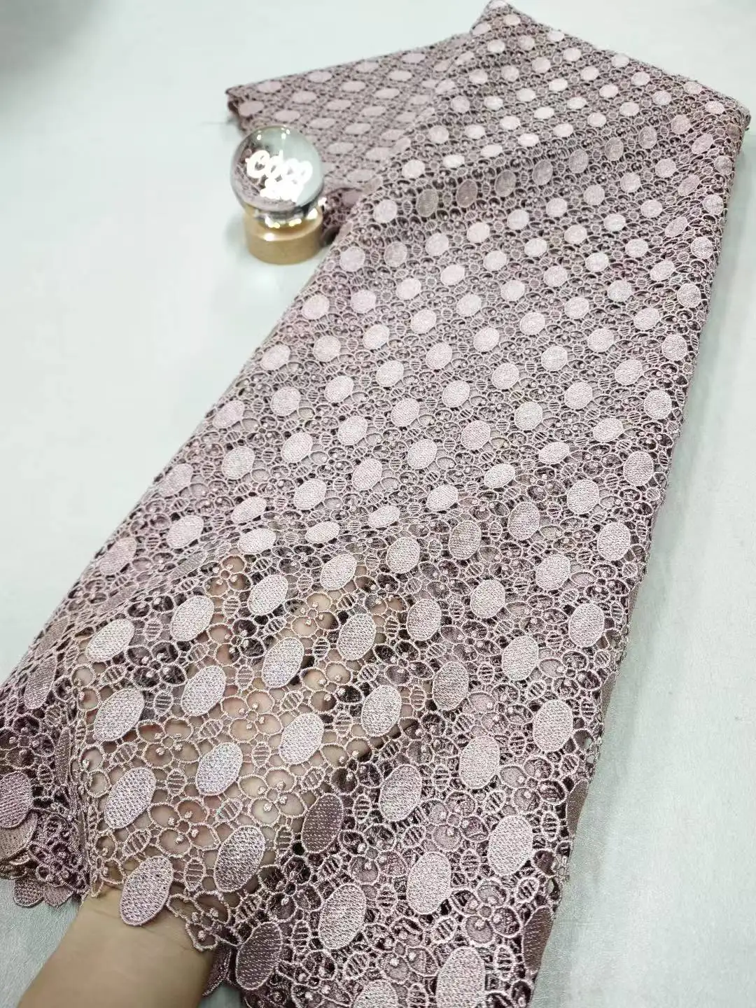 African Nigerian,High Quality Tulle Lace Fabric，for Sewing Wedding Party Gown Dress,Embroidered Cotton Damask,，5Yards, 2026