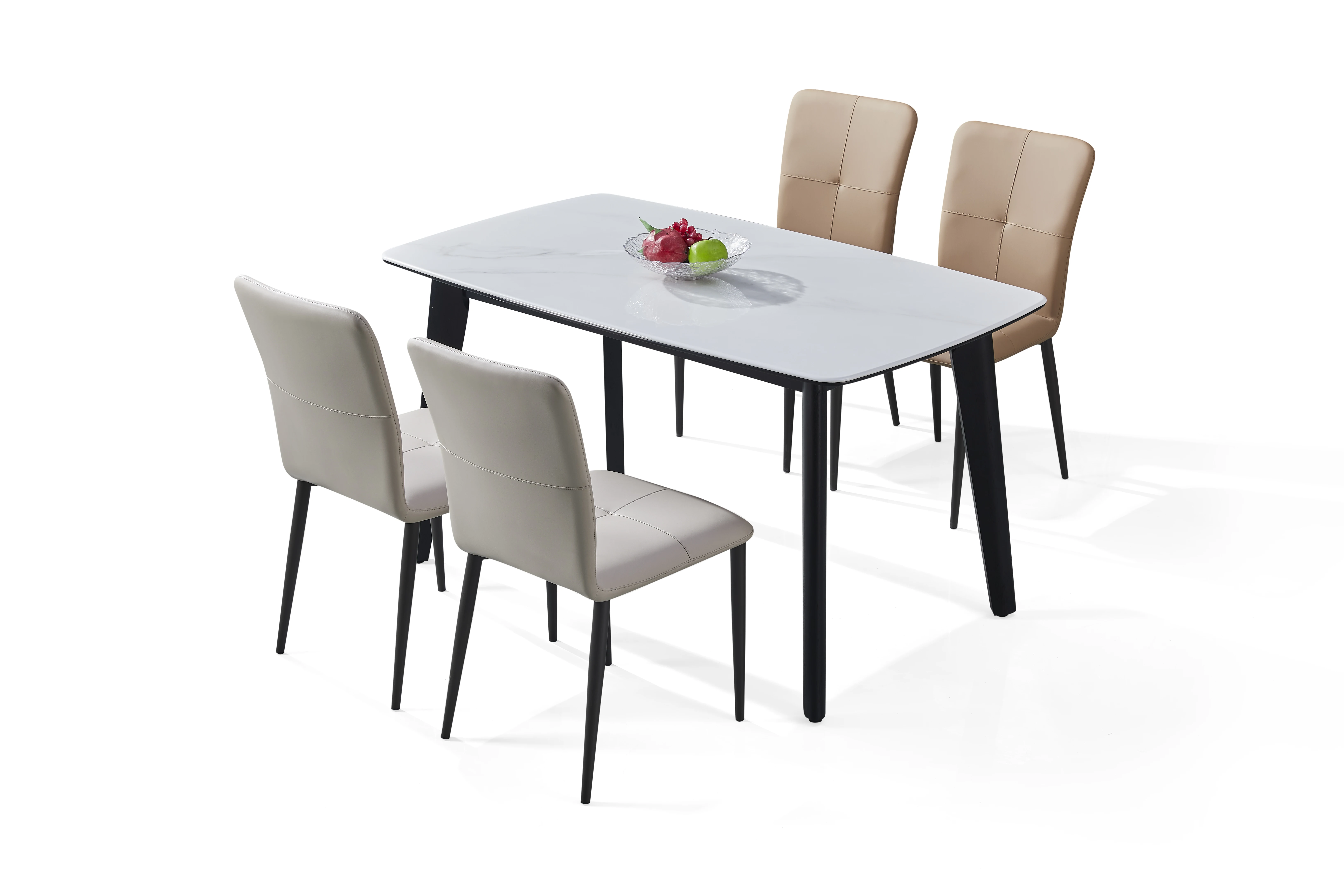Factory Price Modern Stone Marble Top Dining Table Set 4 Chairs Metal Legs for Apartment Hotel Use Multipurpose 3-Year Warranty