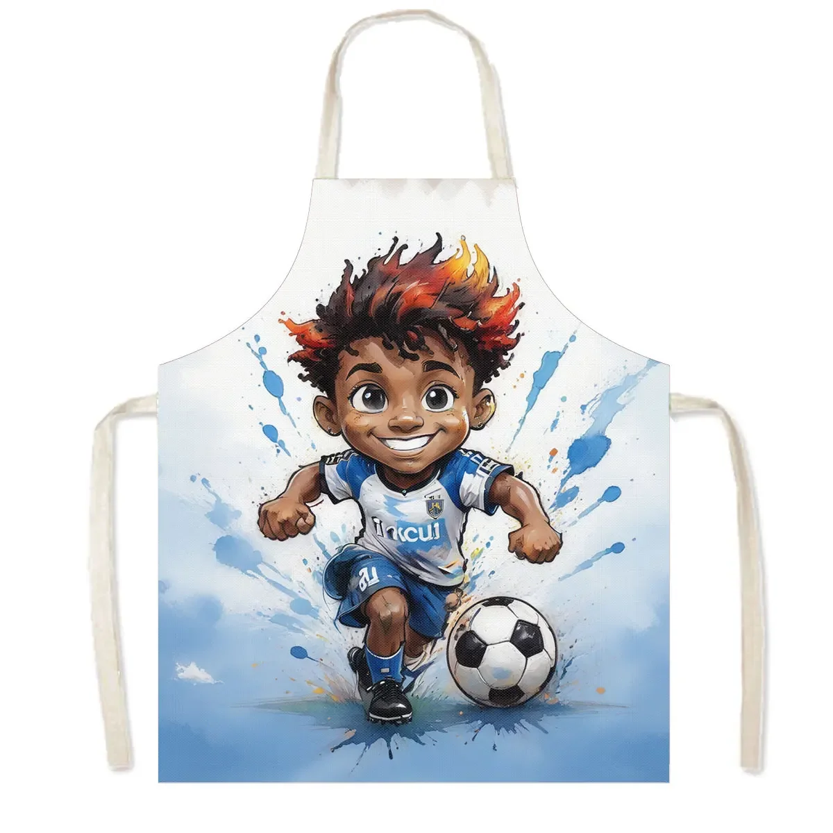 Cool Cartoon Soccer/Football Boys Girls Sleeveless Apron Kids Bib Children Class Craft Art Painting Aprons Kitchen Cooking Tools