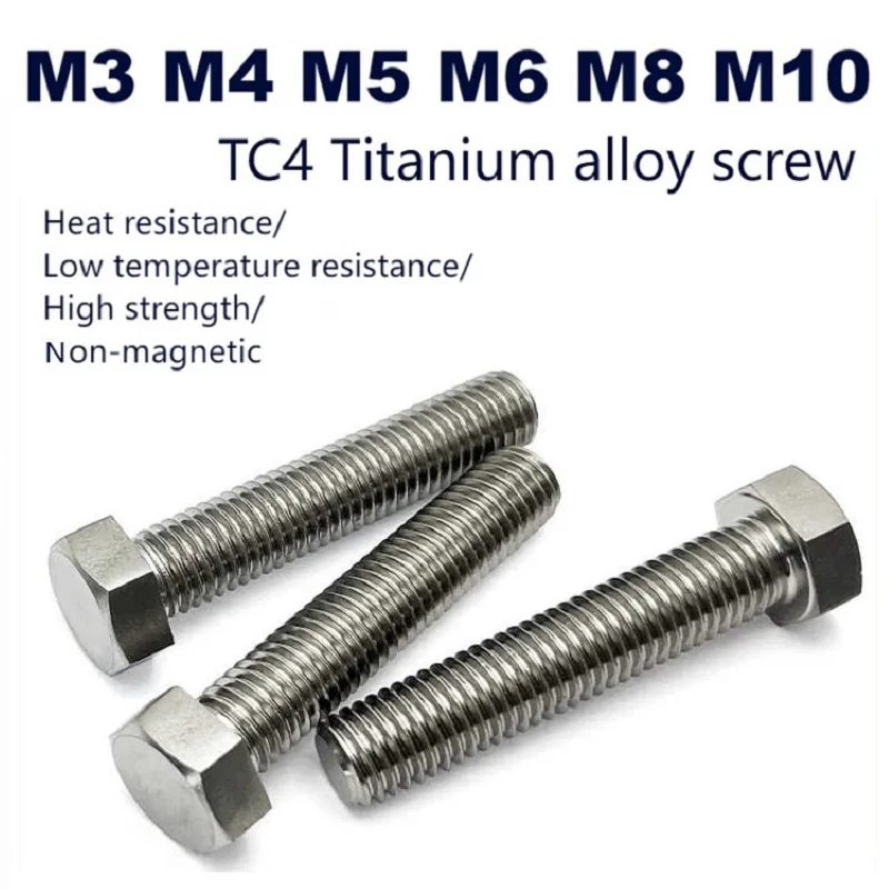 TC4 Titanium alloy Outer hexagonal screw,Gr5 GB5783 Corrosion-resistant and acid-base-resistant titanium bolt 5-20pcs/lot