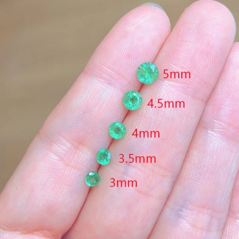 Real Natural Emerald Loose Gemstones with Certificate Wholesale Price 3mm to 5mm Round Shape Genuine Colombian Emerald Gemstone