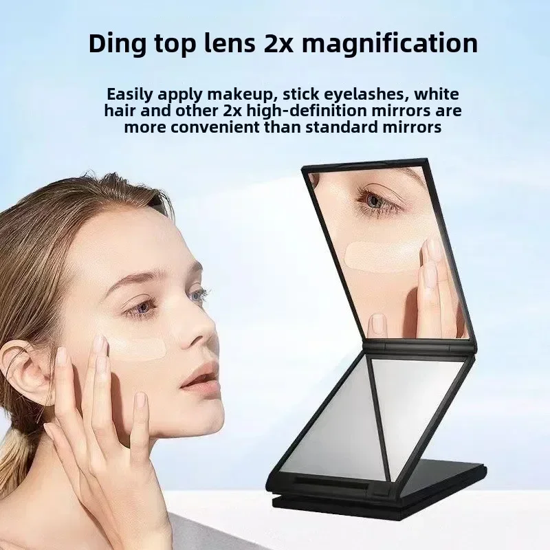 4 Sides Foldable Makeup Mirror 360 No Dead Angle Folding Scalability Makeup Mirror Handheld Desktop Groom Mirror Makeup Rearview