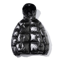 Men's Cotton Warm Shiny Hood Casual Coat Mens Cotton-padded Short Hooded Coat Loose-fit Trendy Padded Jacket Stylish Cotton Coat