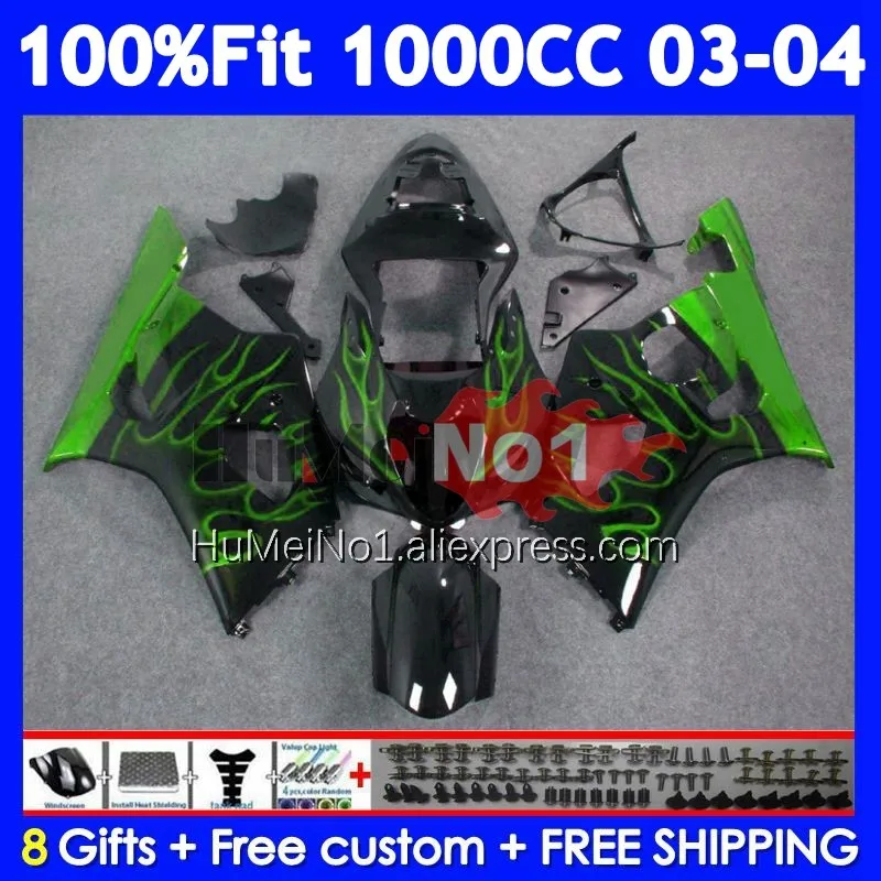 OEM Body For SUZUKI GSXR-1000 GSXR Green flames 1000 CC 117No.76 1000CC GSX R1000 K3 GSXR1000 03 04 2003 2004 Injection Fairing