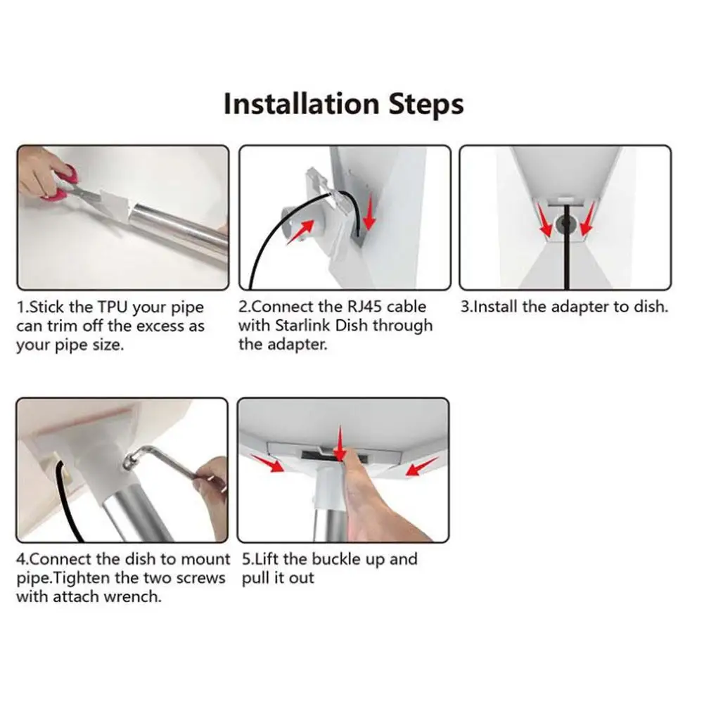 Tubo redondo para tubo Starlink Gen 3, adaptador plástico de alto impacto, montagem em poste, acessórios para placa de telhado, V3