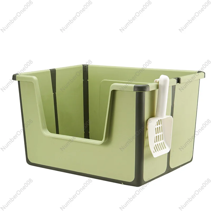 

Portable Foldable Cat Litter Box, Semi-Open Travel Pet Toilet with Scoop, Leak-Proof Pop-Up Indoor Outdoor Tray