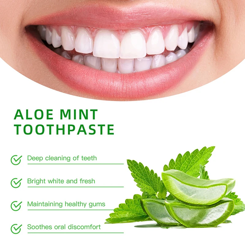 Pasta de dientes de Aloe que elimina las manchas amarillentas, protege las encías, blanquea los dientes, limpieza profunda de los dientes, aliento fresco, pasta de dientes para el cuidado de la higiene bucal