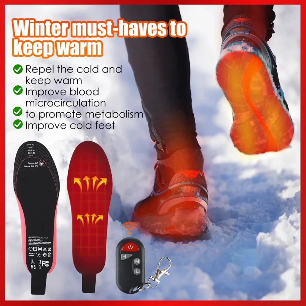 

Electric Heating Insoles Foot Warmer Heated Insoles for Men Women Winter Wireless Remote Control Warm Thermal Insoles Shoes Pads