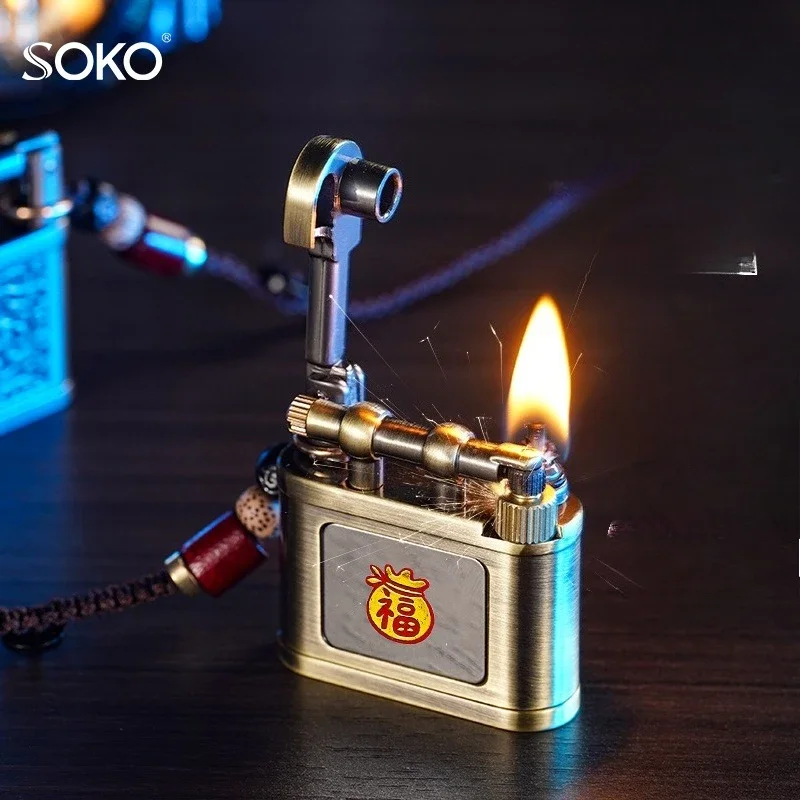 

Unusual Portable Pendant Lighter Trendy Men's Lighter, Alloy Body, Oil Machine, Men's Lighter Holiday Gift Smoking Accessories