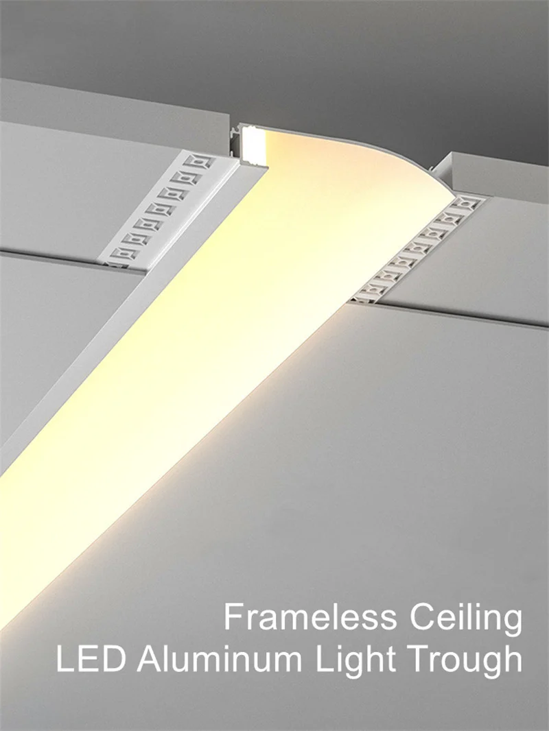 Ceiling Aluminum Profile Embedded Led Hard Bar Light Frameless Invisible Linear Indoor Lighting for Kitchen Hallway Living Room