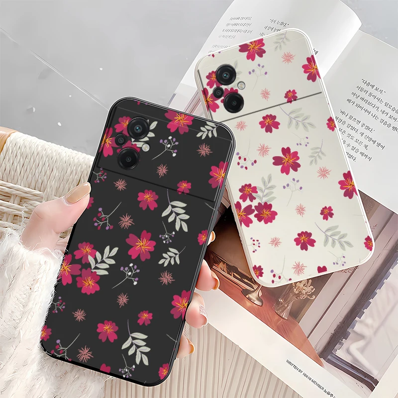 حافظة لهاتف شاومي بوكو X7 X6 X5 X4 GT X3 NFC M7 M5 M4 M3 F7 Ultra F6 Pro F5 F4 غطاء سيليكون بنمط الزهور