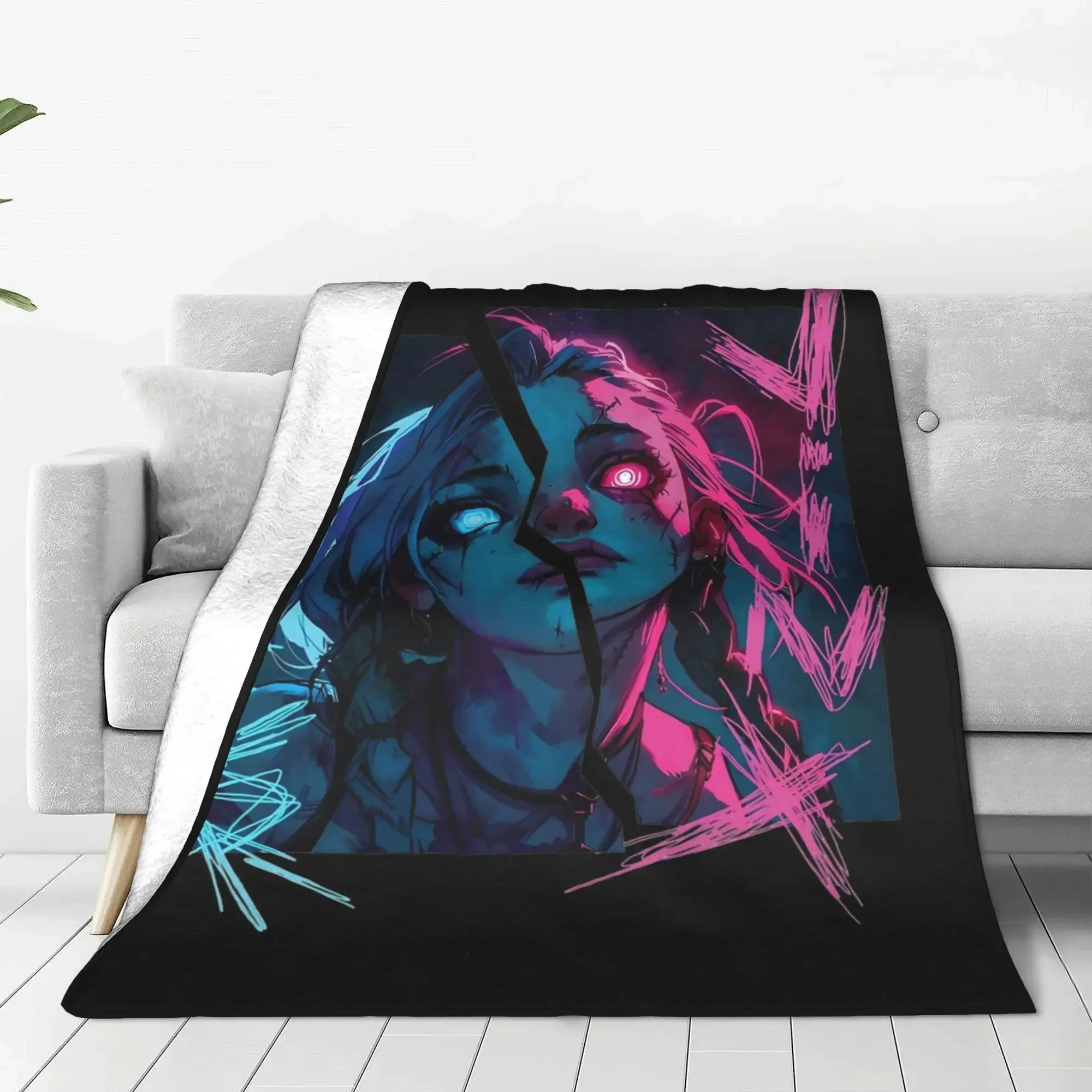 Powder Jinx Vi Arcane Blanket Coral Fleece Plush Summer L-Leagues of Legend Game Ultra-Soft Throw Blanket for Bedding Rug Piece