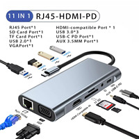 11-in-1 Type-c USB 3.0 Hub Laptop Docking Station Type C to 4K HDMI-Compatible VGA PD RJ45 1000M Adapter for MacBook Pro Air