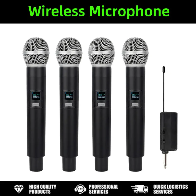 1-2-4 Channel VHF Rechargeable Wireless Handheld Microphone System For Stage Karaoke Live Stream Wedding Party Speech