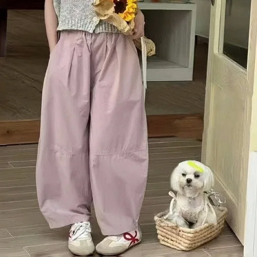 Children's Thin Scimitar Pants Girls' Small Medium and Older Children's Korean Version Boys Loose Versatile Casual Pants