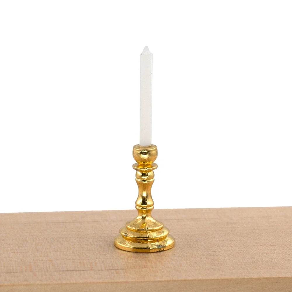 1Pcs 1/12 인형 집 미니어처 금속 촛대 모델 장난감 인형 집 액세서리 장식 ob11 bjd에 대 한 미니 촛불