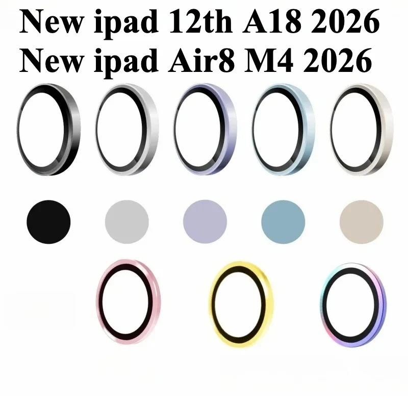 Metal Camera Ring+Lens HD Glass for Apple IPad 12/11/10th A19 A16 10.9 Air 8 7 11 13 M3 M4 4/5 Mini 7 6 Protector Cap Full Cover