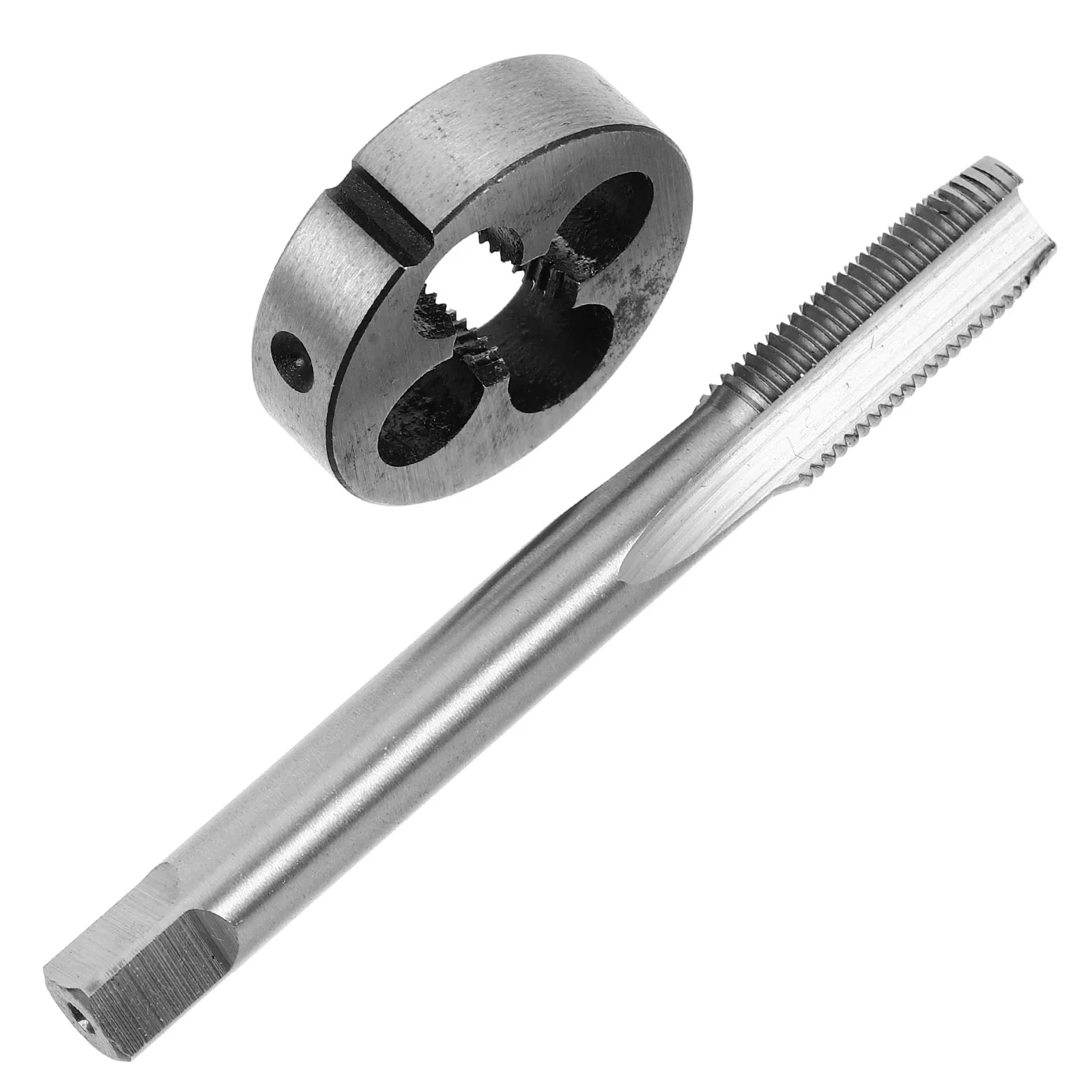 Juego de troqueles de grifo de 2 piezas, herramientas de reparación de mano de flauta recta de acero duradero, llave de tubo, troqueles de roscado Circulares para zurdos de Metal