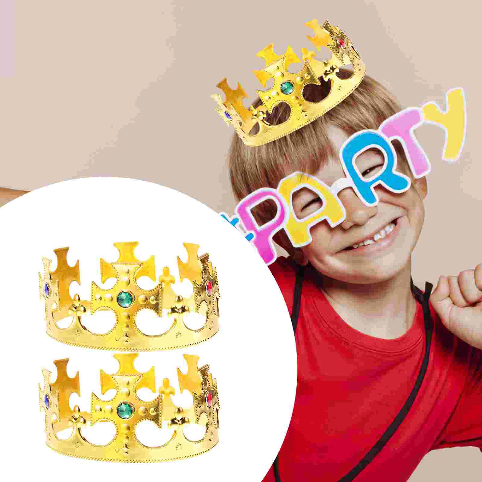 

2 Pcs Royal Medieval Crown Halloween Party Prop Costumes Boys King Golden Cross Baby