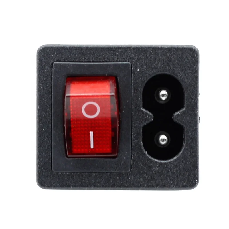 IEC 320 C8 Power Cord Socket Inlet Connector With Rocker Switch