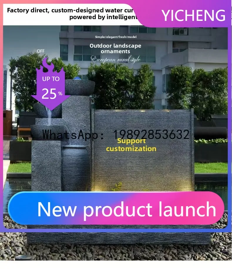 

LYY Natural Stone Fountain Courtyard Waterfall Water Feature Company Screen Villa Water Curtain Wall Landscape Stone