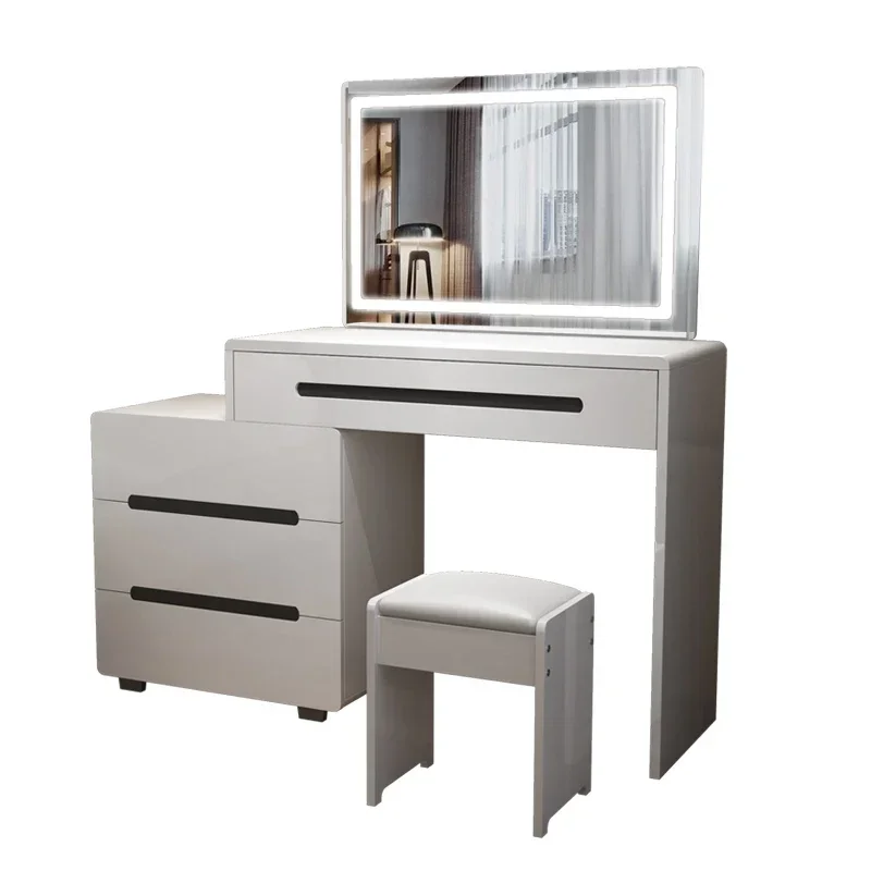 Minimalist Bedroom Vanity Table Luxury Led Mirror Vanity Table Stretchable Cabinet Moves Para Quarto Nordic Furniture