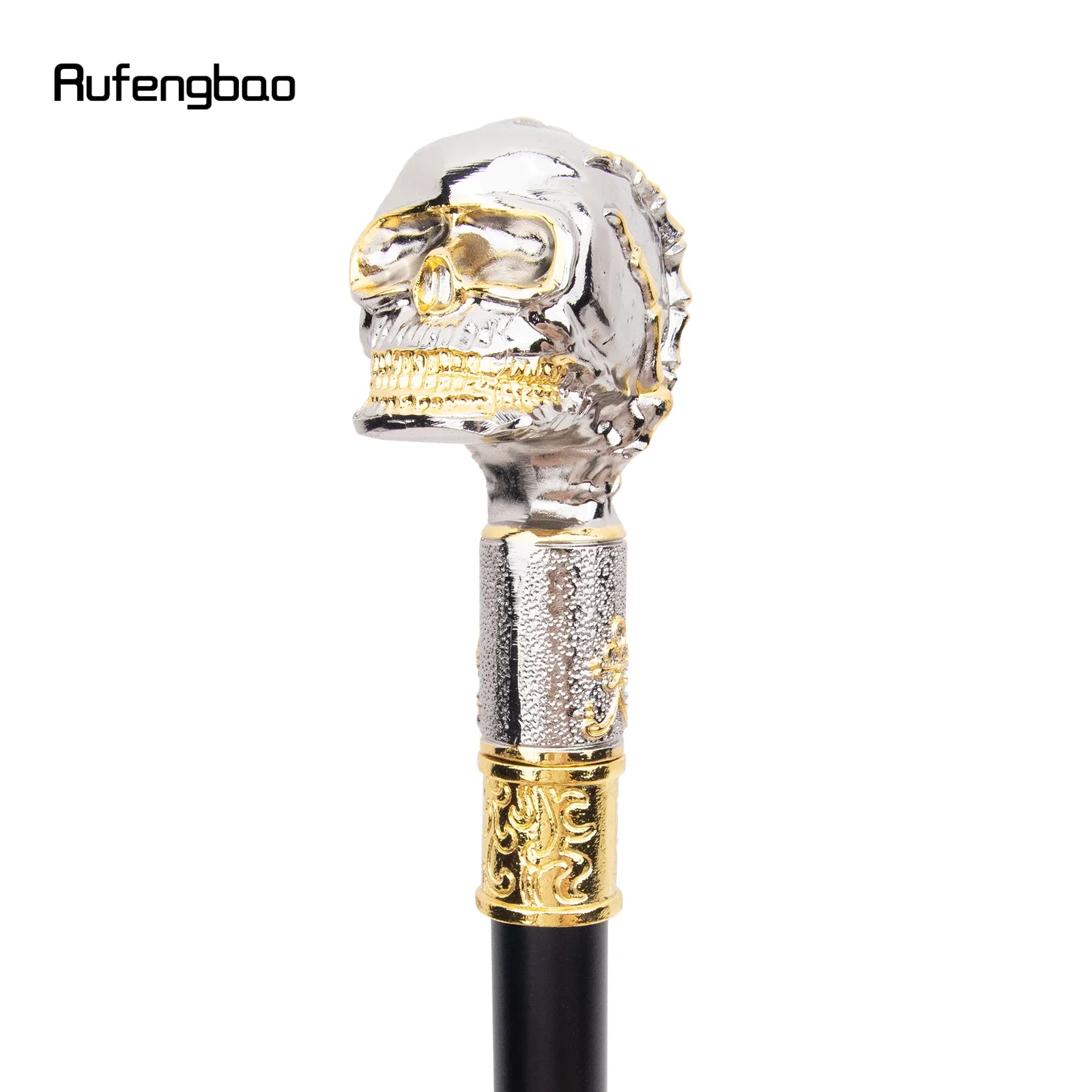 Golden White Skull Head ฟันใหญ่ Steampunk Walking Cane แฟชั่นเดิน Stick สุภาพบุรุษหรูหรา Crosier ลูกบิดเดิน Stick 91 ซม