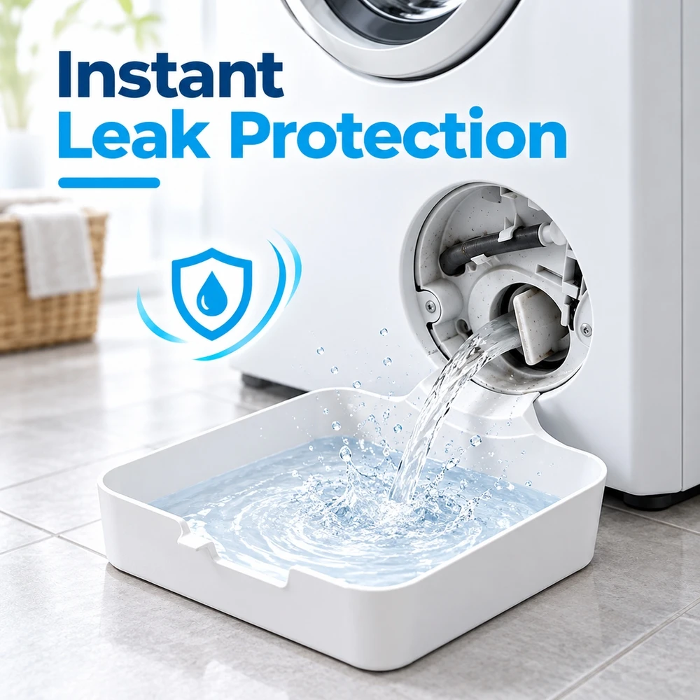 Leak Proof Washer Thick Drain Tray Anti Slip Floor Protection Base Support Easy Clean Collection Pan for Bosch Siemens