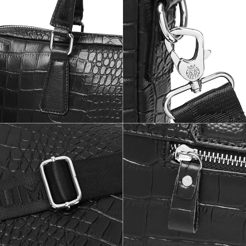 New Luxury Alligator Cow Genuine Leather Business Men\'s Briefcase Male Briefcase Shoulder Bag Men Messenger Laptop Computer Bags