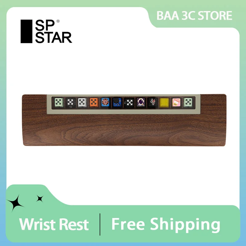 

SP-STAR Walnut Wooden Mechanical Keyboard Wrist Rest with Customized Mat Ergonomic Gaming Desk Pad Support for Storage Key Caps