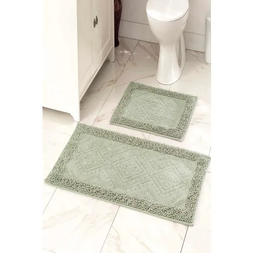 Anchor Home Cotton Toilet Seat Pad Bath Mat Set Rugs Night Green 2'li