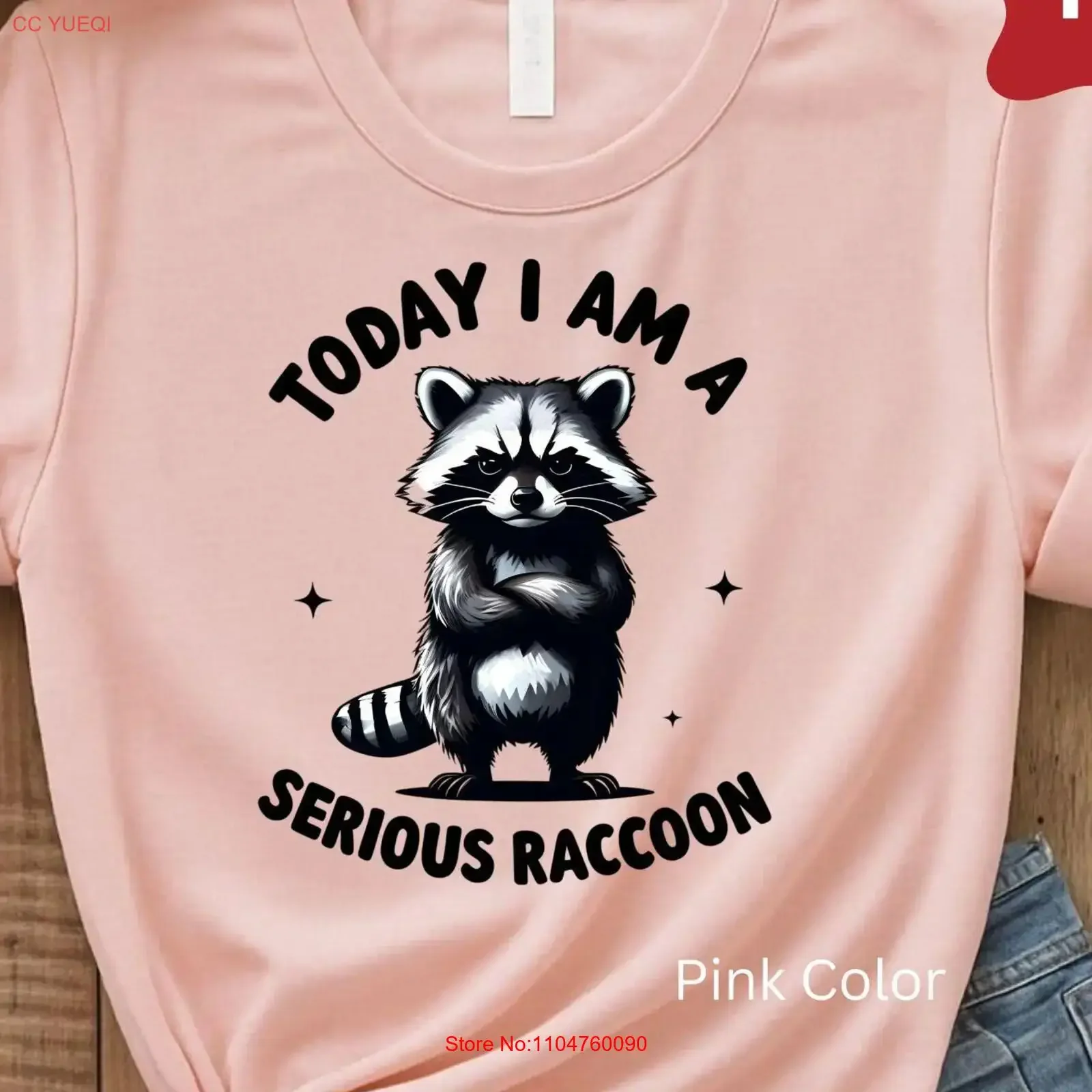 Funny Raccoon T Shirt Today I am a Serious Meme Cute Animal Humor tee Cool Style Soft Cotton  vintage Washed Stylish