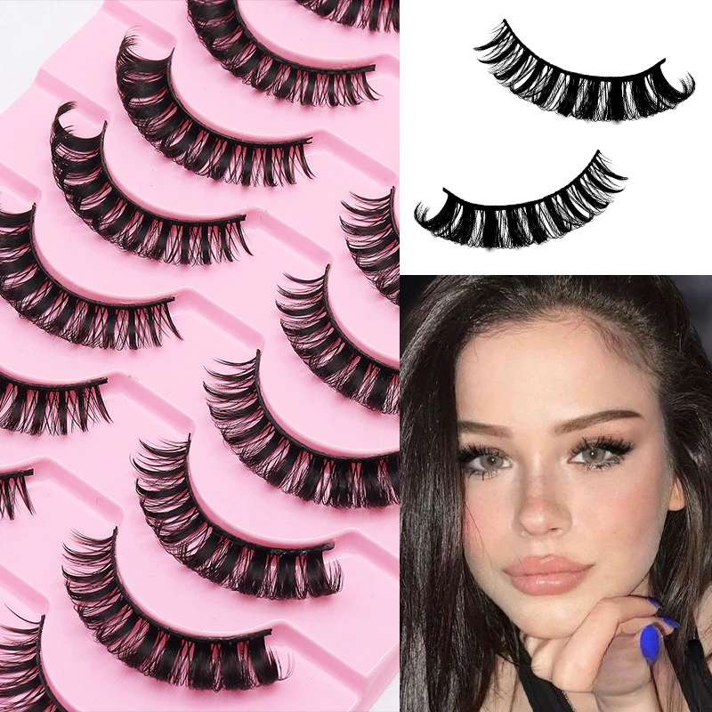 

Russian Strip Lashes 10Pairs Fluffy False Eyelashes Natural 3D Volume Eyelash Anime Winged Black Band Fake Eyelash Makeup