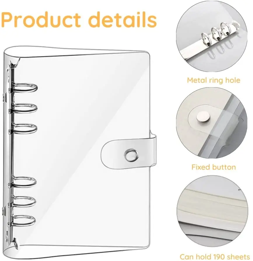 A6 Budget Binder Waterproof Cash Budget Envelope System With 12Pcs Zipper Envelopes 12Pcs Budget Sheet and 16Pcs Label Stickers