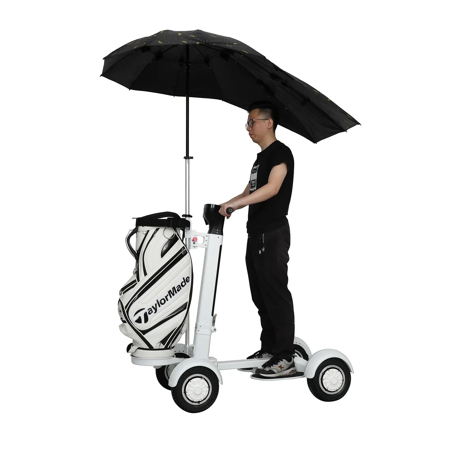 Four-Wheel Golf Cart Aluminium Stainless Steel 30km Range Per Charge NFC Unlocking Foldable Design Seat Umbrella Golf Trolley