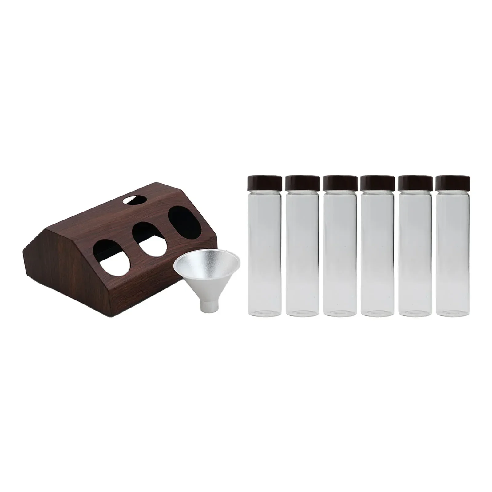 

Coffee Beans Storage Container Tube Walnut Display Rack Glass Bottle Single Dose Coffee Accessories Coffeware Tool Sets